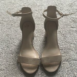 2/$40 Beige suede strappy heels